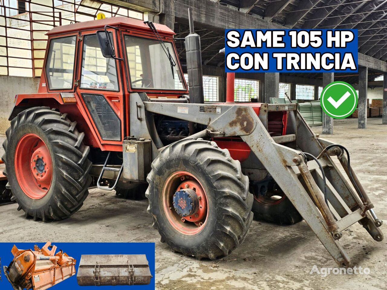 tracteur à roues SAME Tiger 105 Cavalli Con TRINCIA e Pala